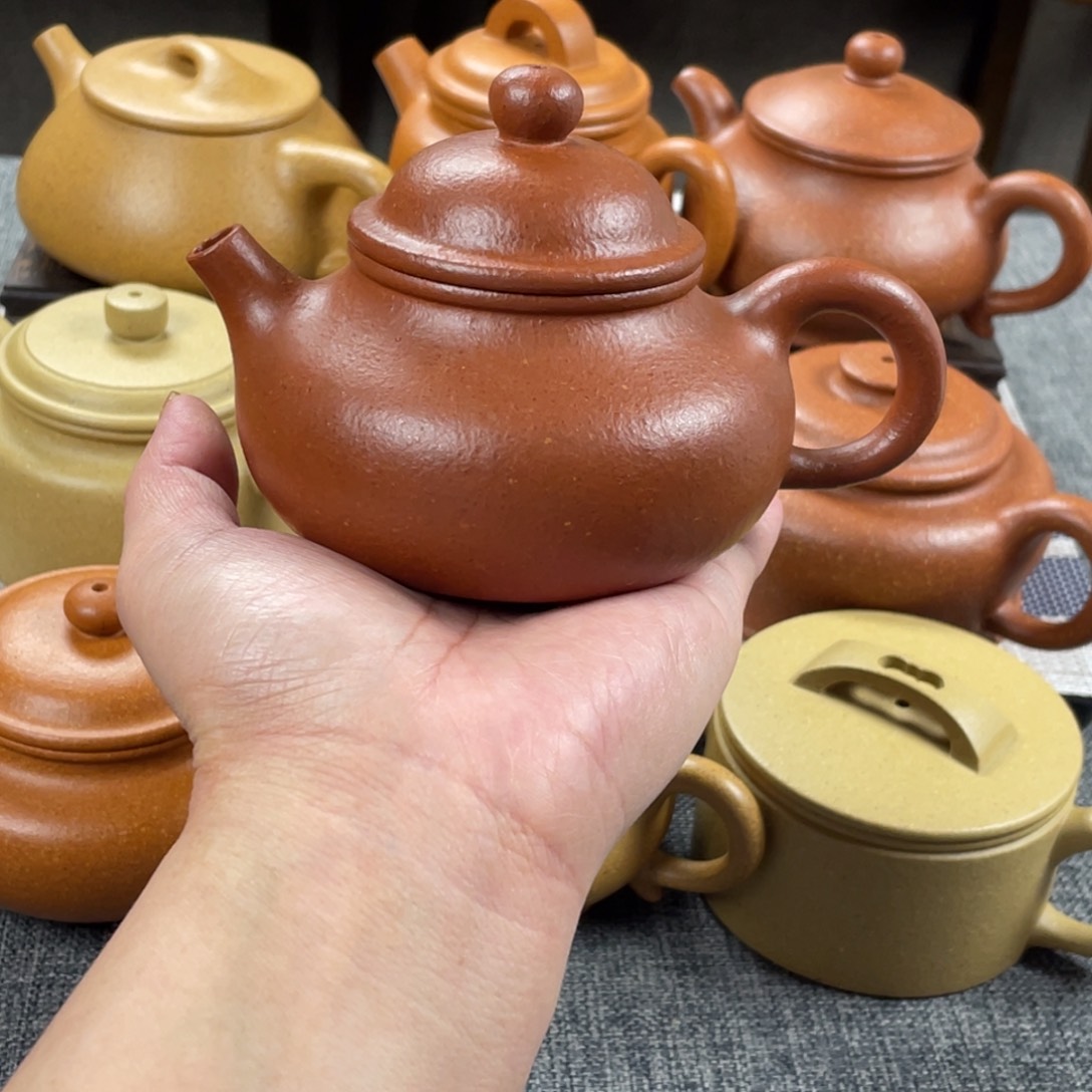 紫砂茶壶红降坡容天全手纯红20目180手工泥