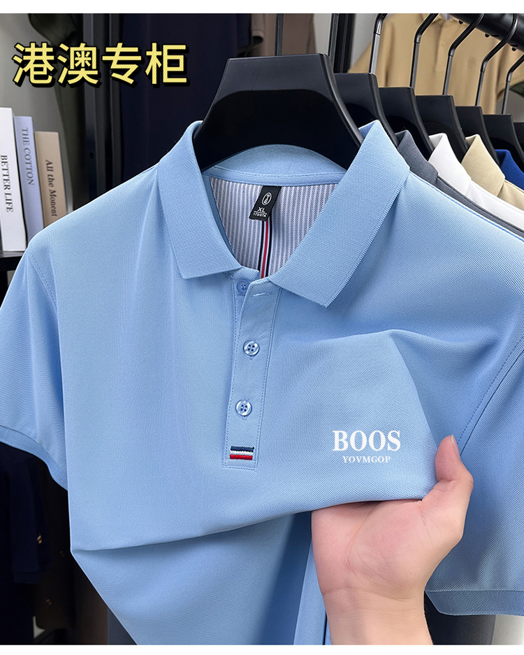 【澳门撤柜】万针刺绣珠地POLO衫珠地网眼透气翻领短袖
