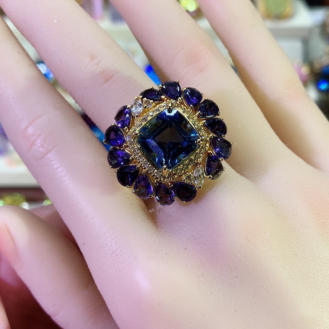 托帕石戒指银S925镶嵌