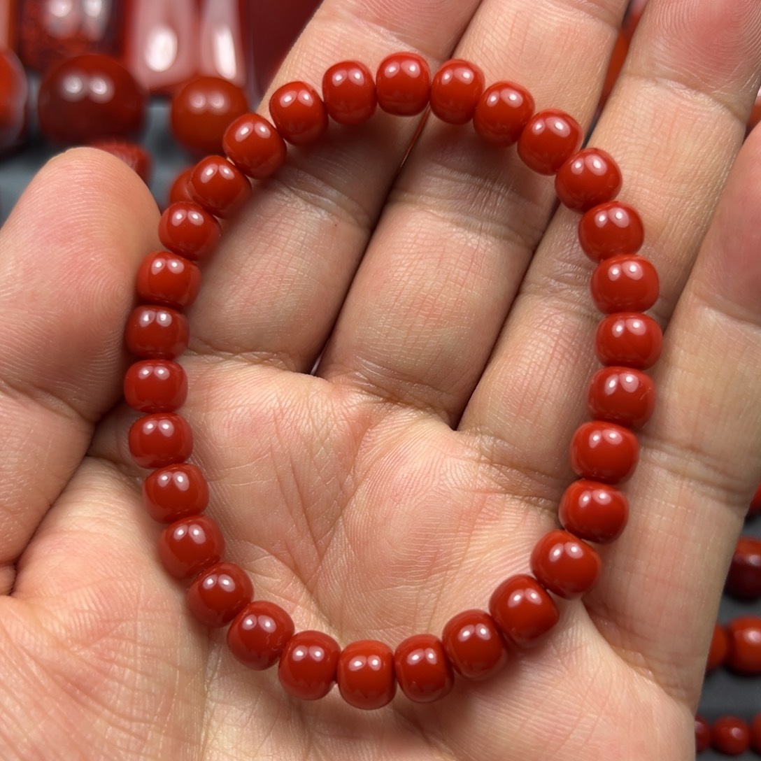 南红玛瑙未镶嵌珠宝奇石尺寸7/6+正锦红