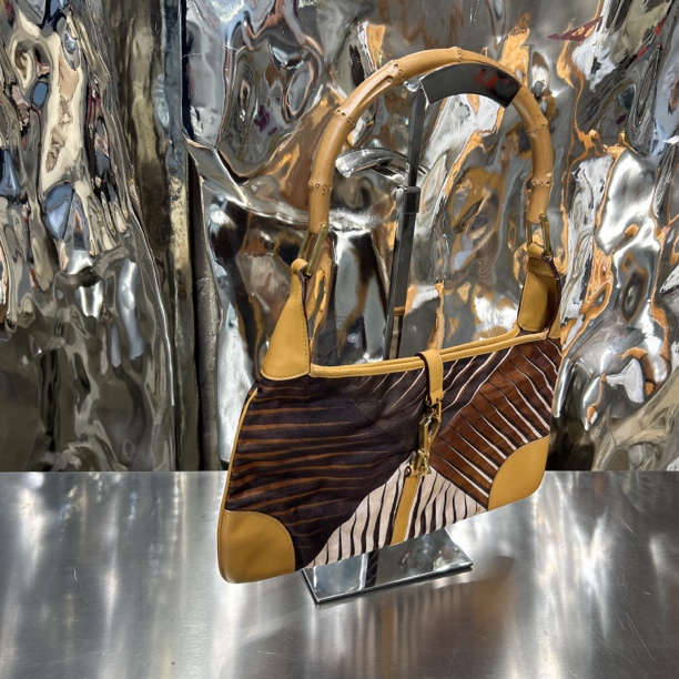 95新 GUCCI/古驰 卡其色 拼色 单肩腋下