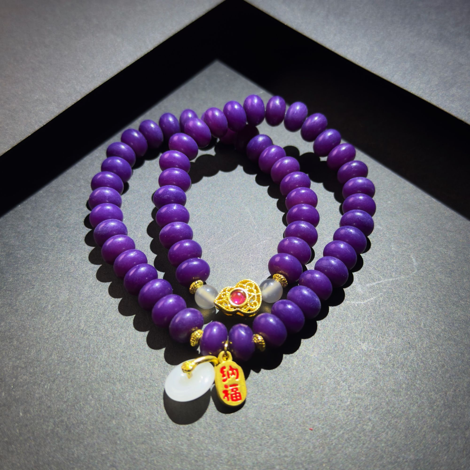 DP 1123  9mm紫色算盘菩提+转轮+合金葫芦（无礼盒）