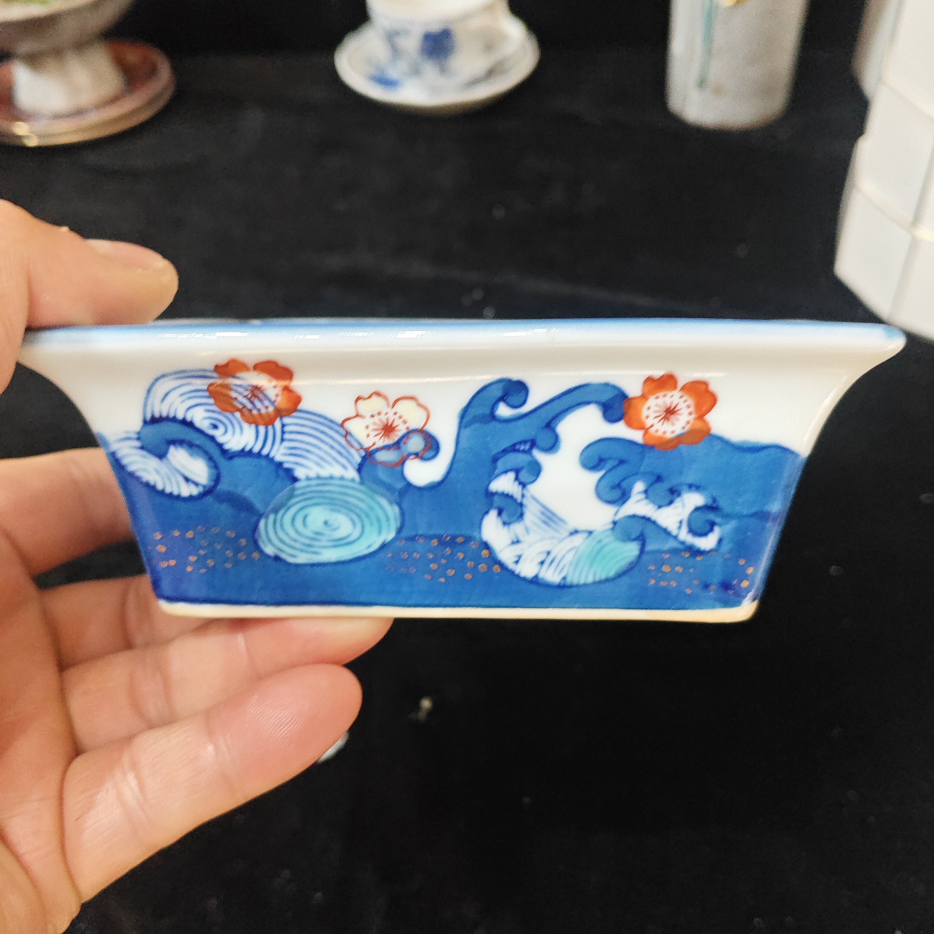 日本 手绘青花 方盘