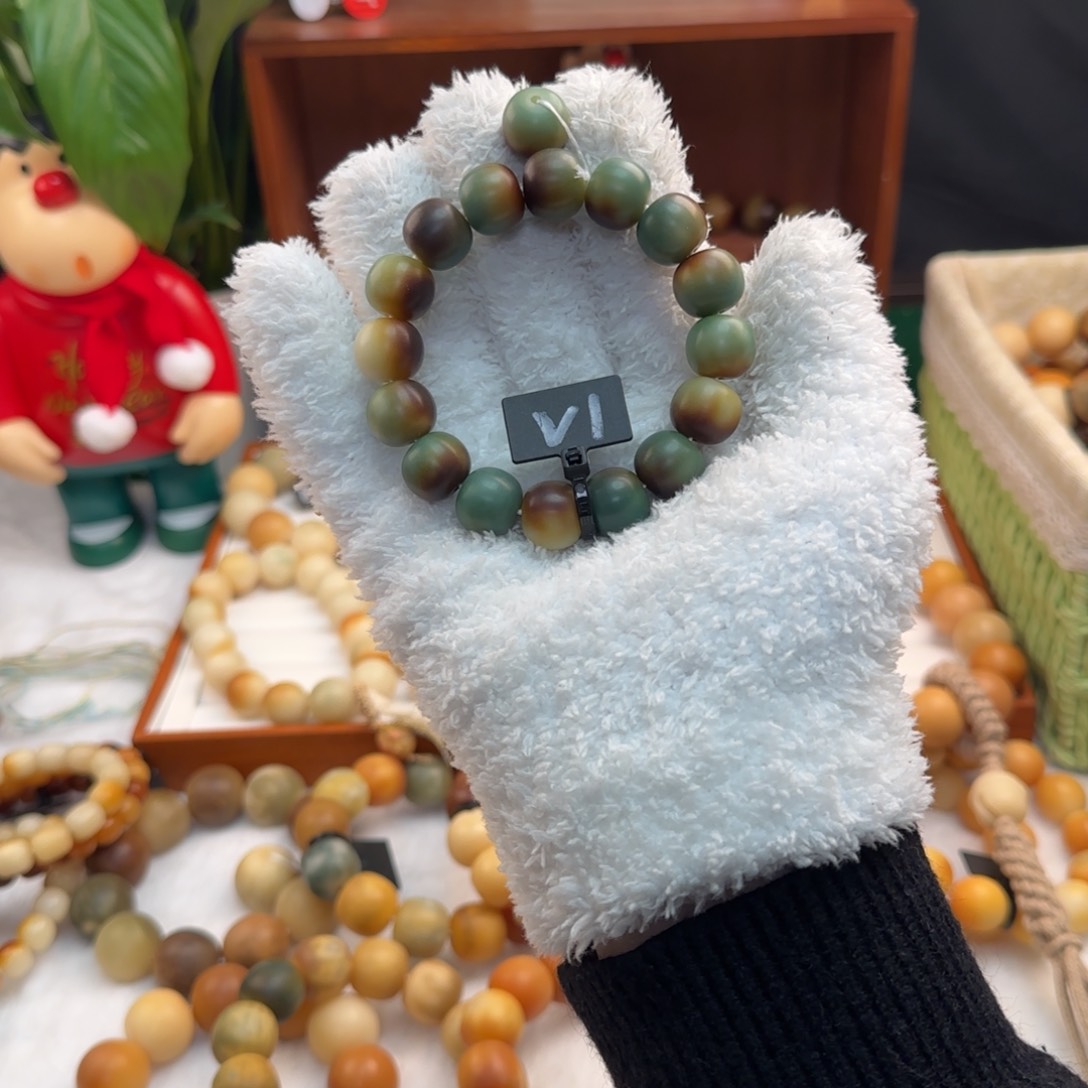 菩提根/象牙果手串卡14干磨绿芭蕉微瑕1