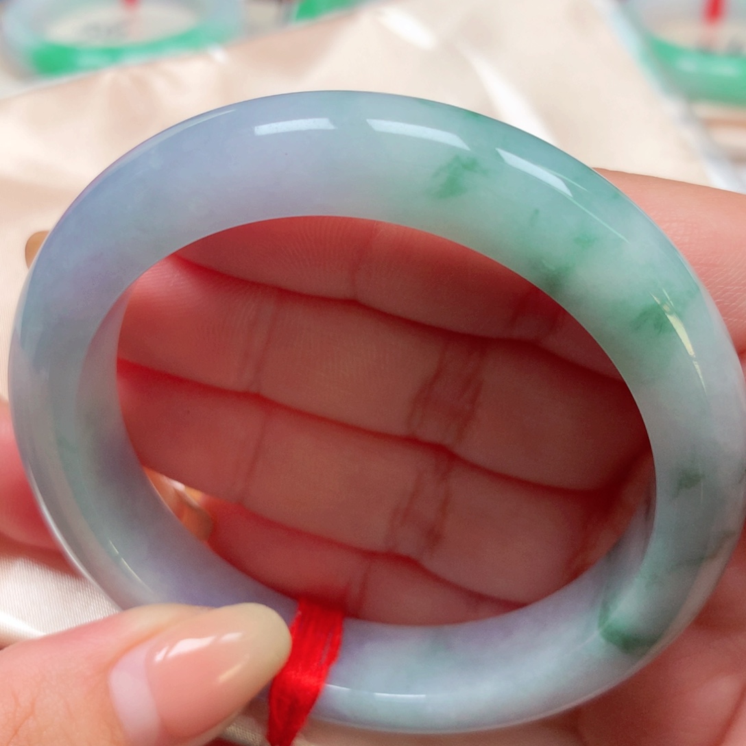 翡翠未镶嵌手镯49紫飘花