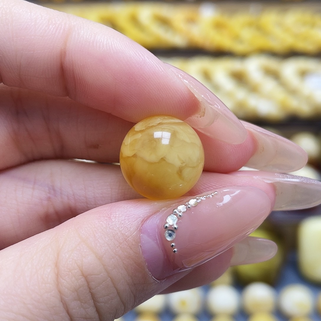 未镶嵌琥珀裸石14.5mm圆珠