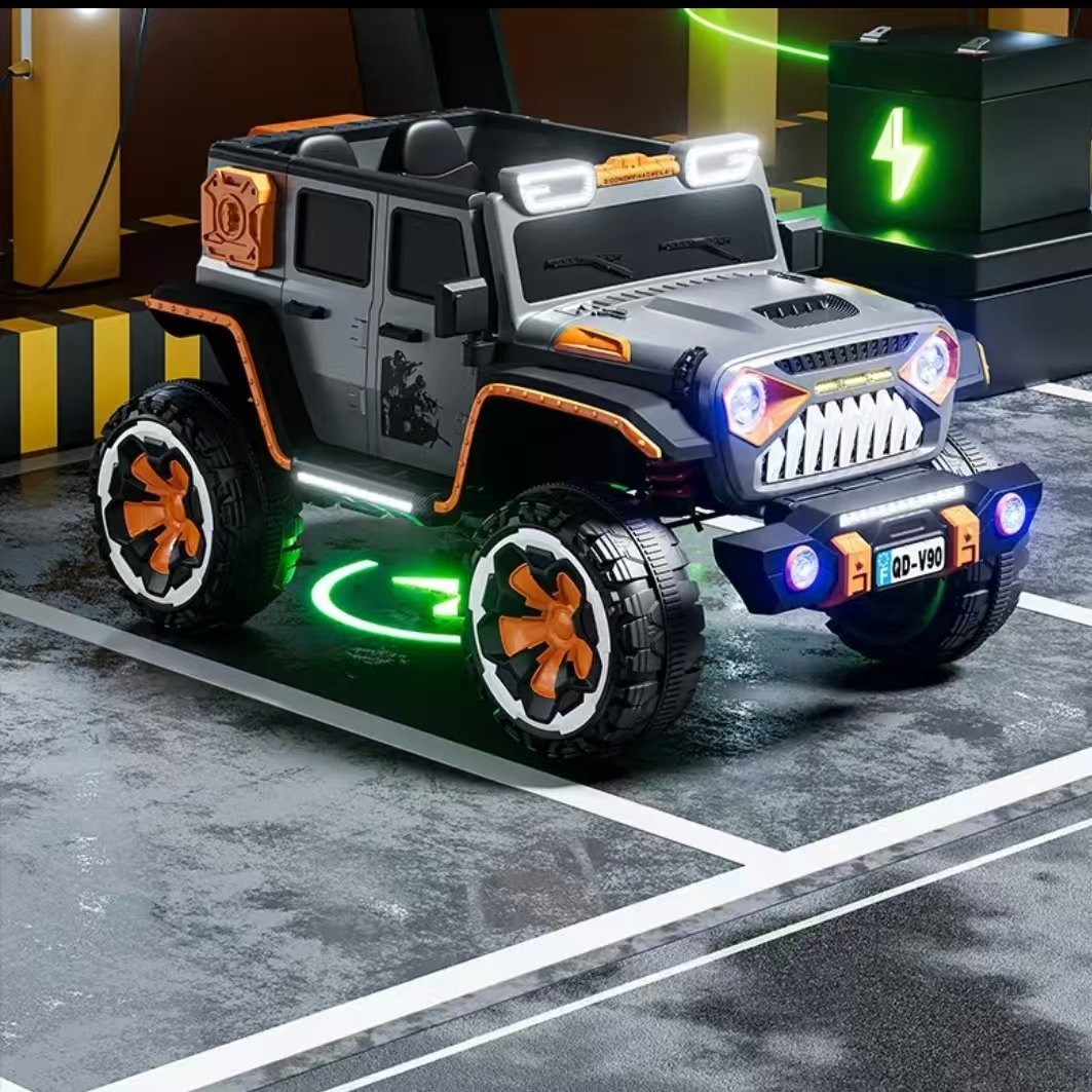 【升级静音款】牧马人越野车儿童电动亲子车遥控自驾音乐动静音电机