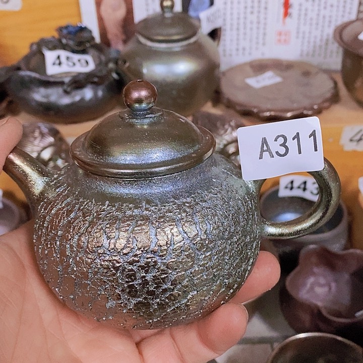 紫砂茶杯蓝*晶柴烧裸烧纯手工311