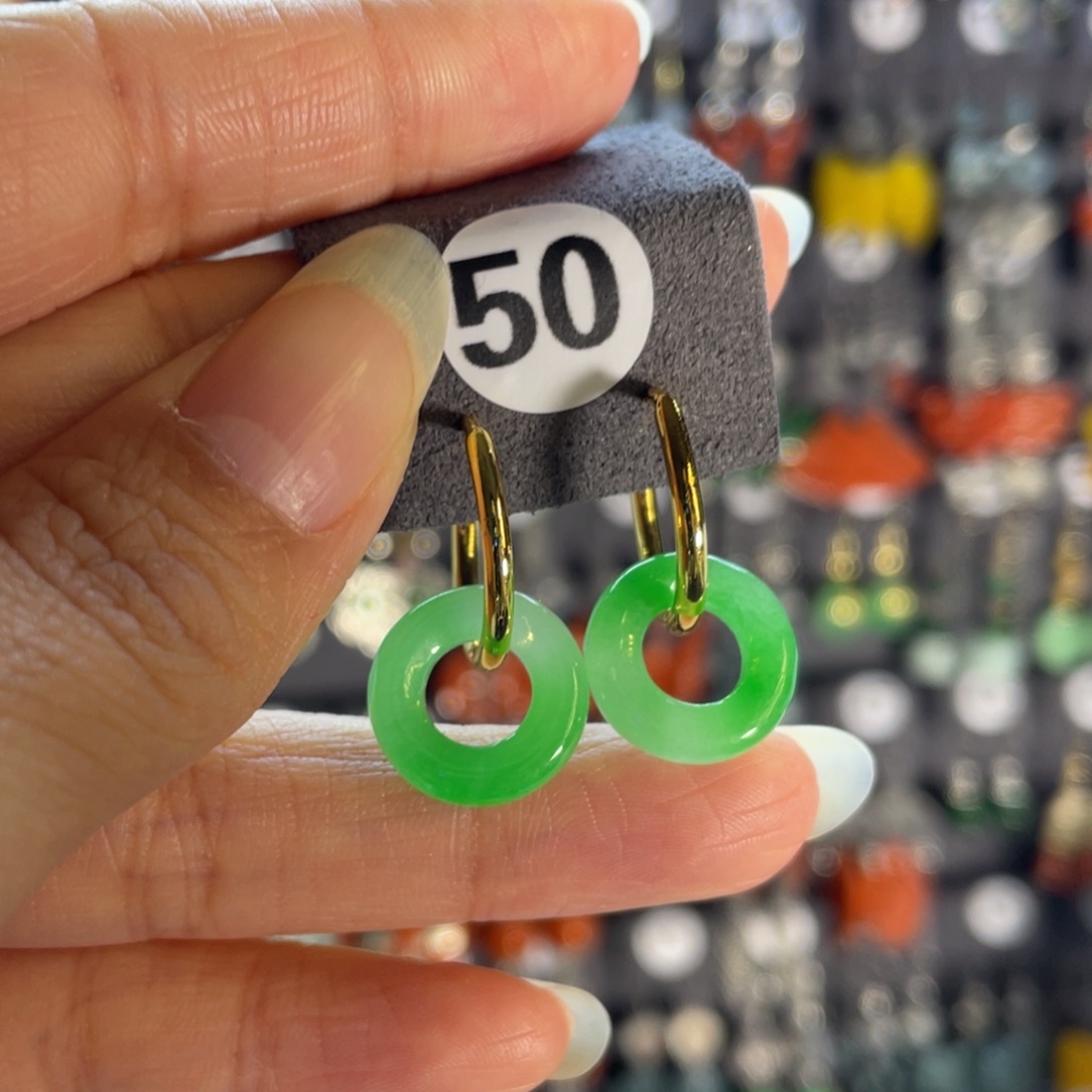 银S925镶嵌翡翠耳饰50