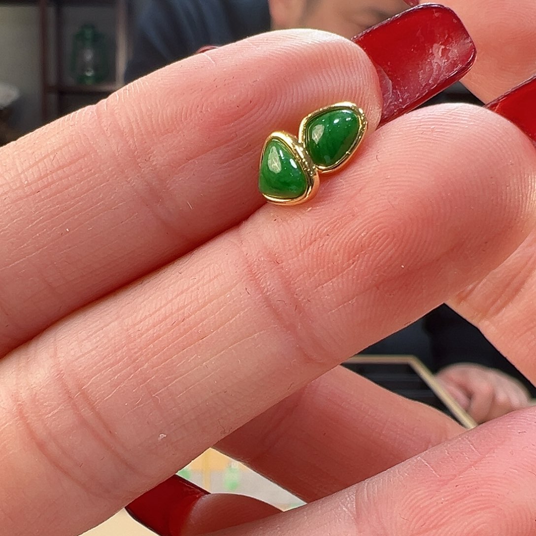 翡翠耳饰银S925镶嵌耳环