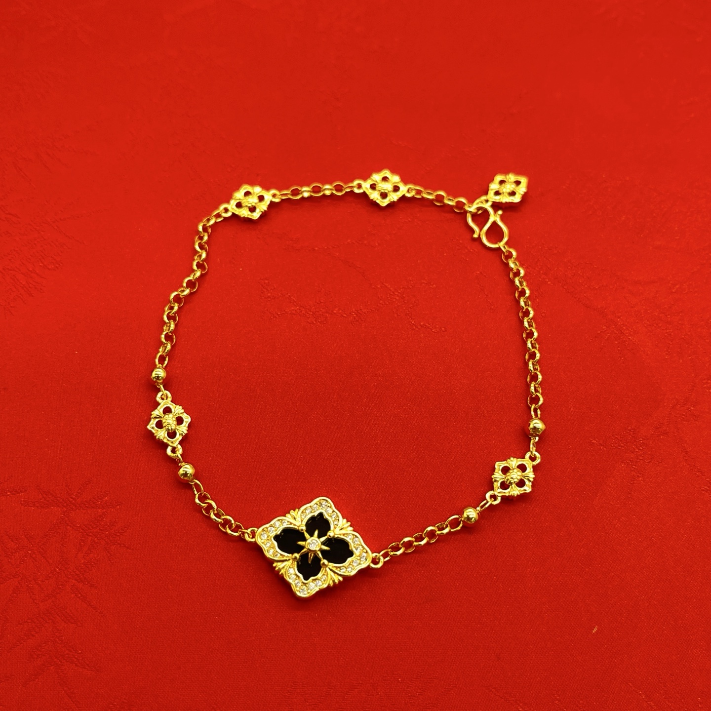 足银手链 新款布布手链黑（简约时尚)