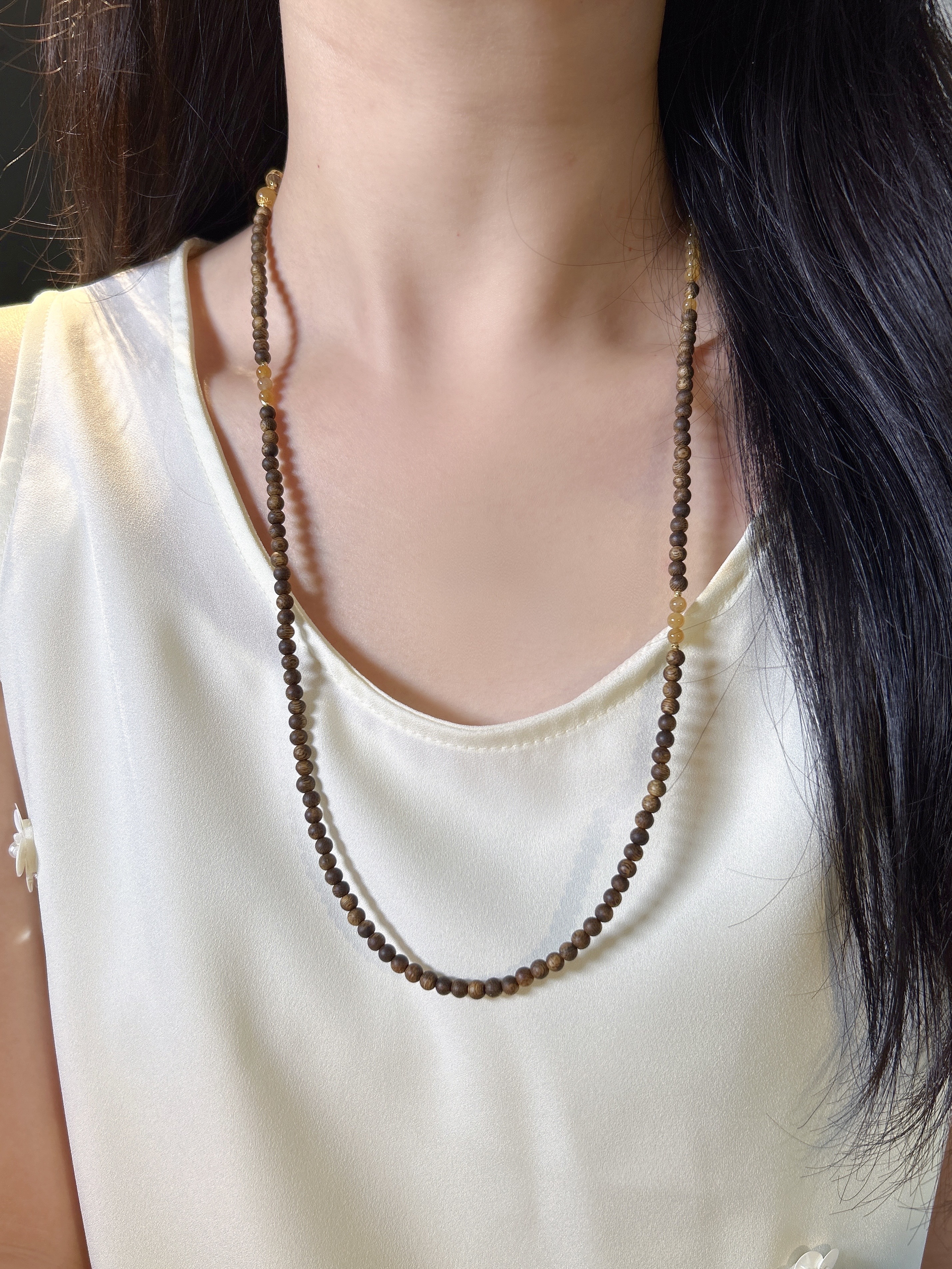 【时愿】18K金 和田玉项链   247612-67 约4.5-5mm  总长约67cm