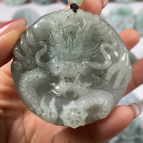 翡翠颈饰未镶嵌龙凤呈祥两面工福利