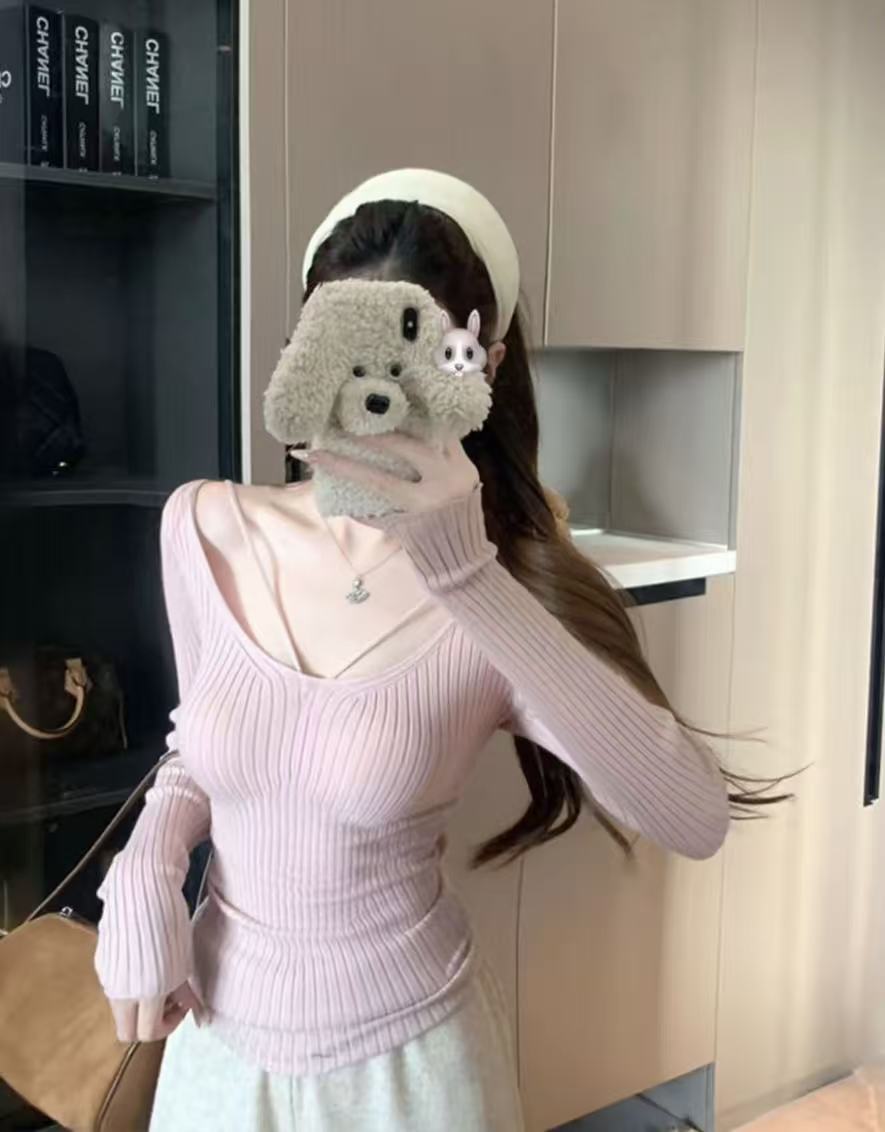 纯欲风爆款针织上衣（网图轻微色差介意慎拍以直播间为准）