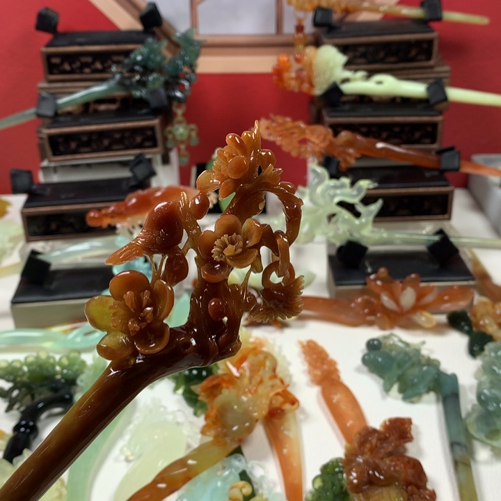 蛇纹石玉发簪未镶嵌玖*