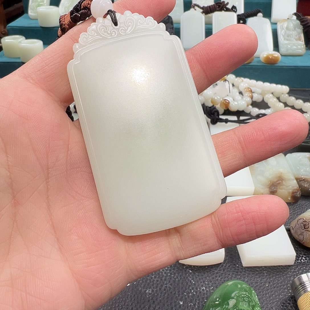 定制和田玉无事牌未镶嵌L**~