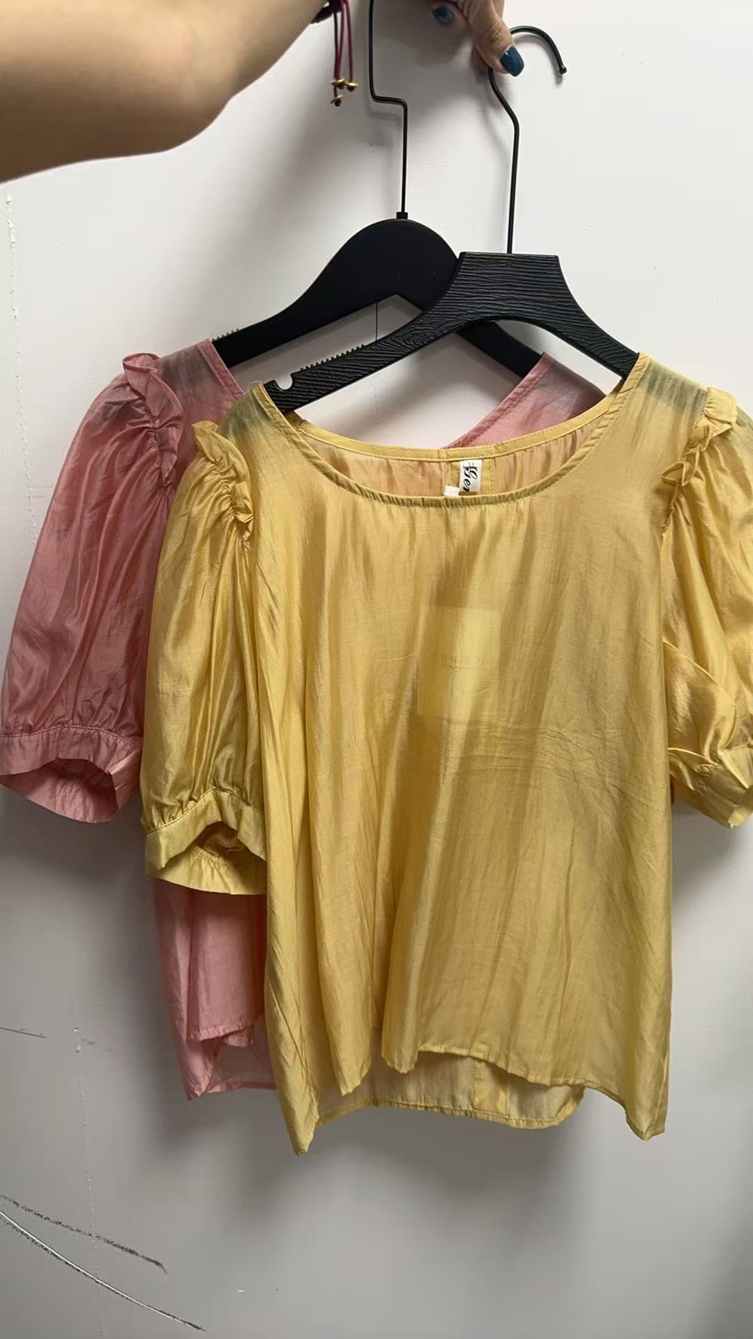 夏季个性泡泡袖雪纺衬衫女时尚洋气薄款短袖精致小衫