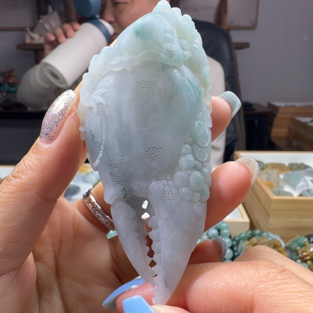 定制翡翠未镶嵌蟹脚