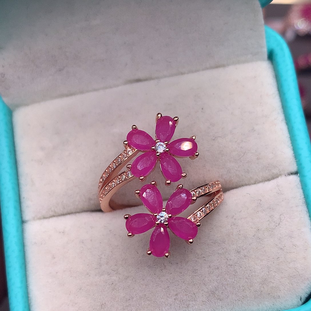 红宝石戒指银S925镶嵌