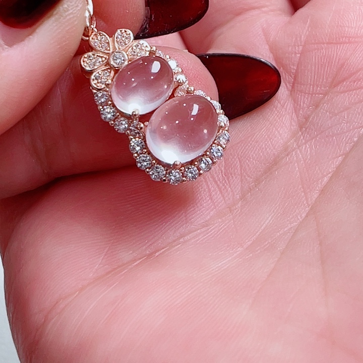 芙蓉石吊坠银S925镶嵌畅*