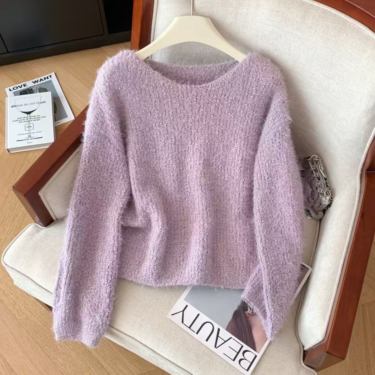 1030紫色   秋冬常规款修身型百搭气质秋季毛针织女装