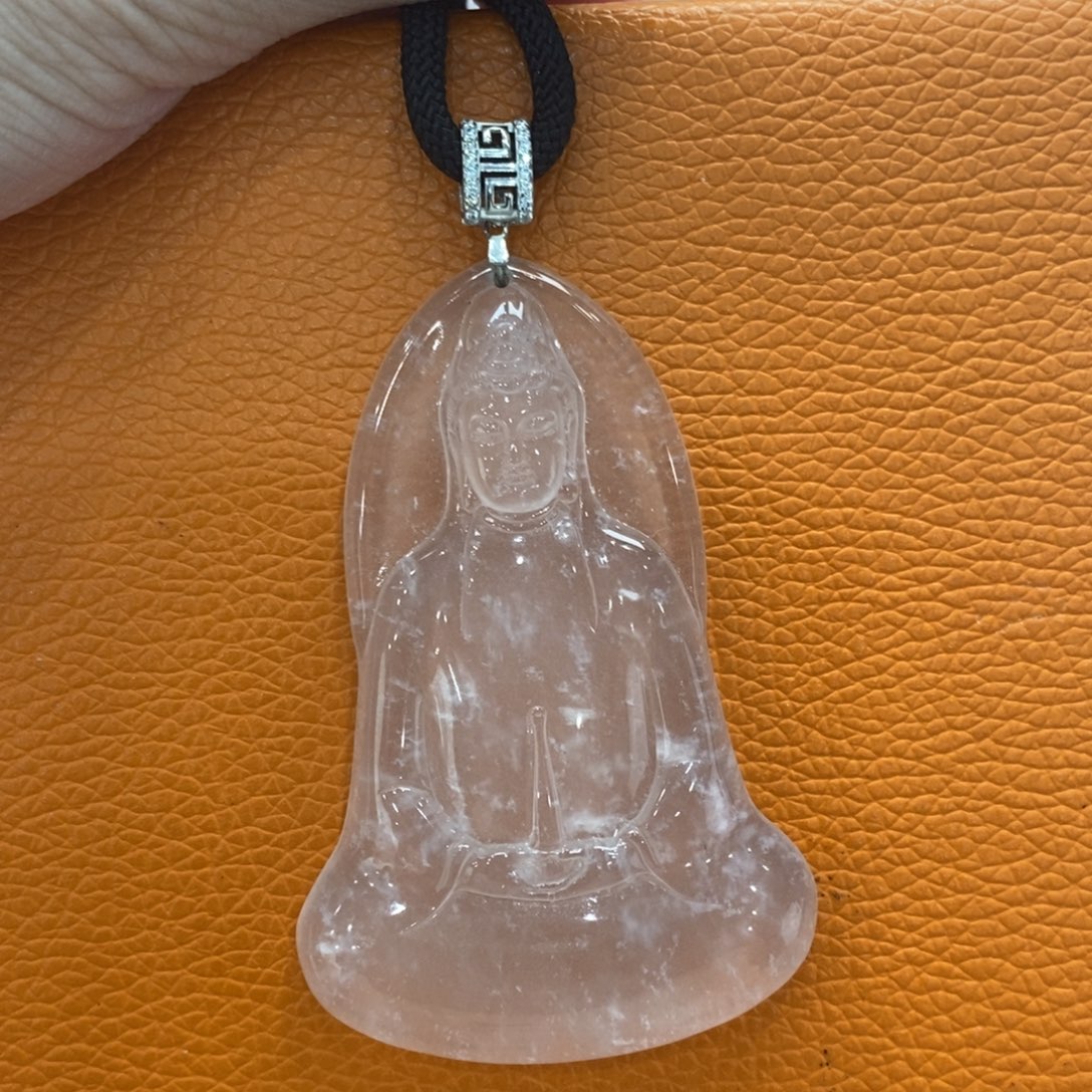 石英质玉吊坠(赠链)银S925镶嵌鑫****备