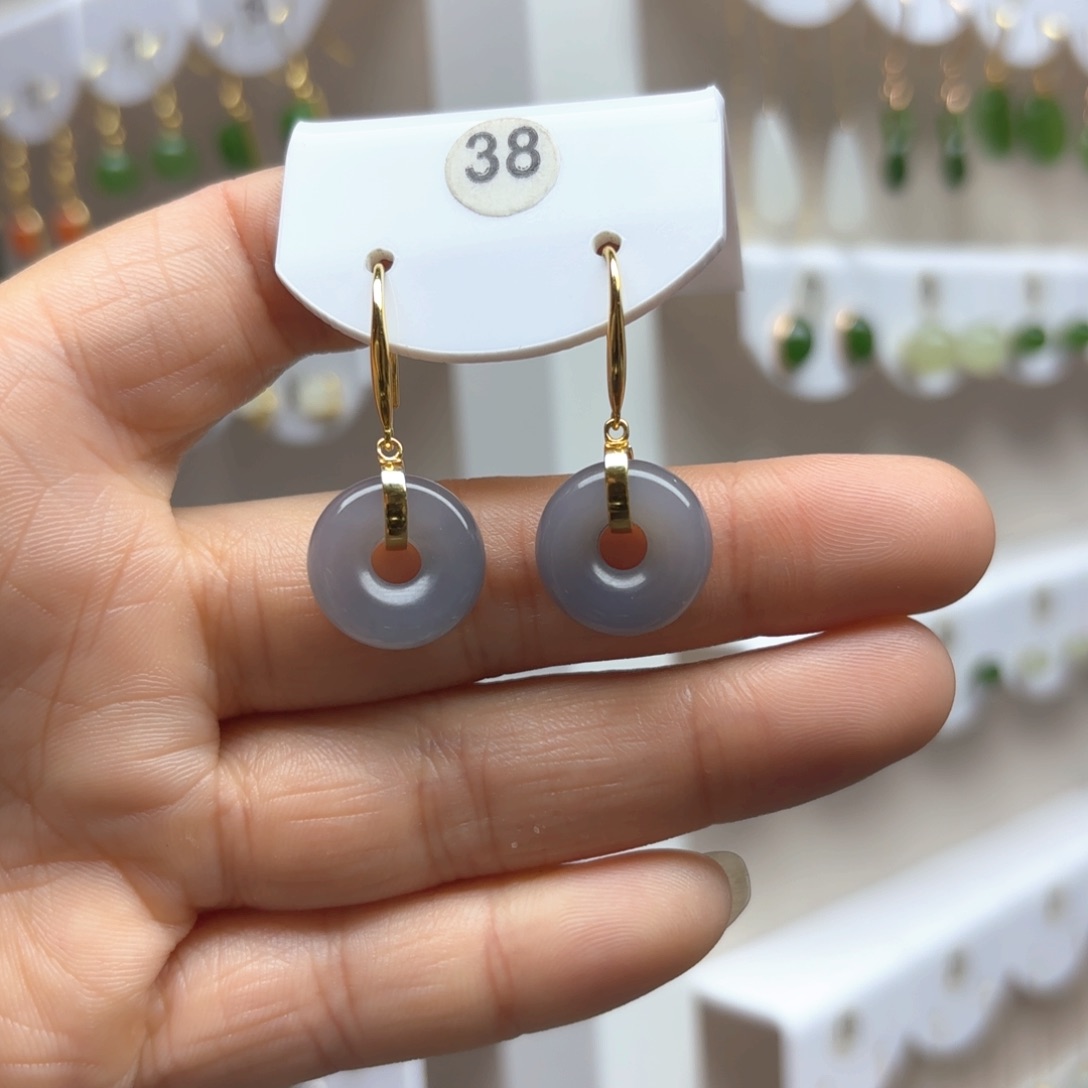 和田玉耳饰银S925镶嵌