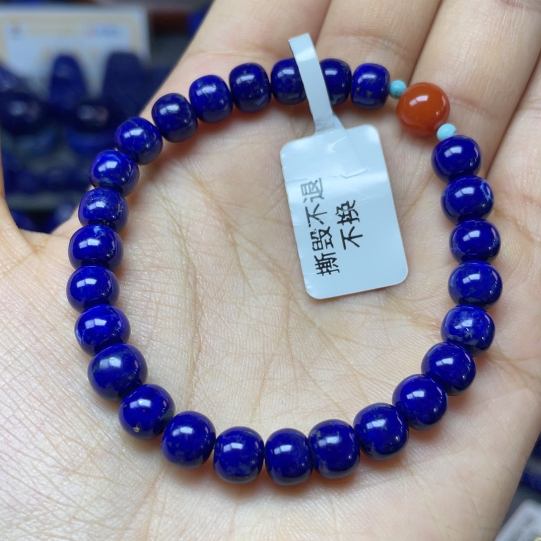 青金石未镶嵌7×6mm老型手串