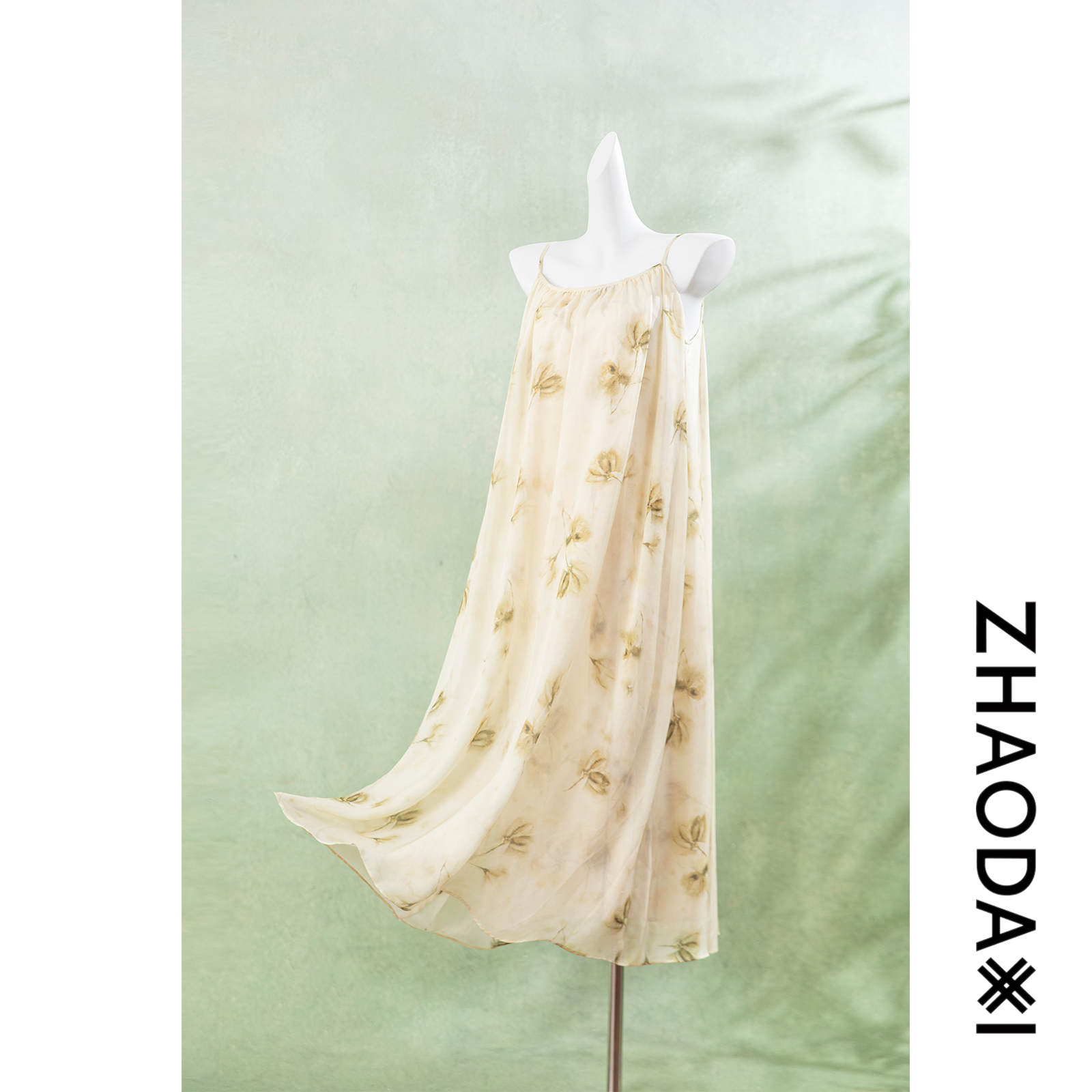 【赵大喜】现货！罗马假日.吊带裙 | 100真丝 轻盈飘逸 水墨晕染花卉