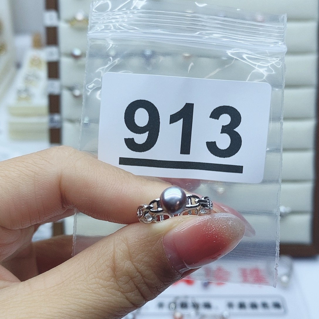 淡水珍珠戒指银S925镶嵌913