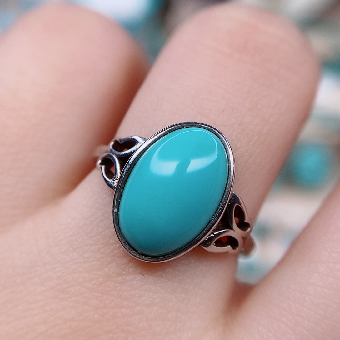 绿松石戒指银S925镶嵌