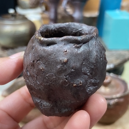 杯小花器 柴烧裸烧手作品