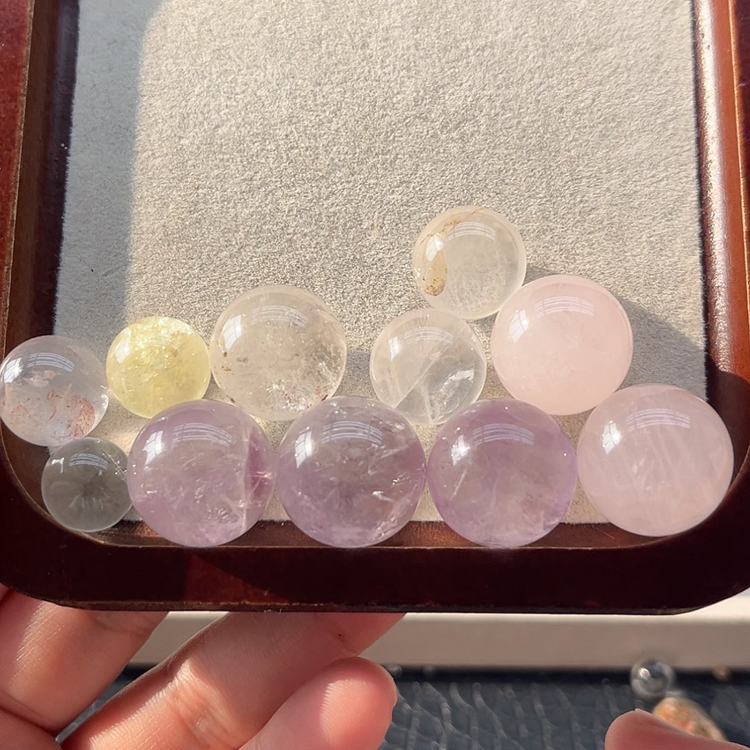 珠宝半成品未镶嵌水晶149 紫水晶球➕黄水