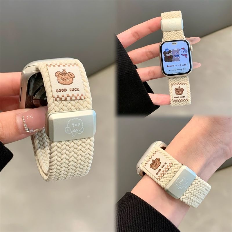 夏季礼帽小熊适用ApplewatchS10手表带可爱创意iWatchS9/8代腕带