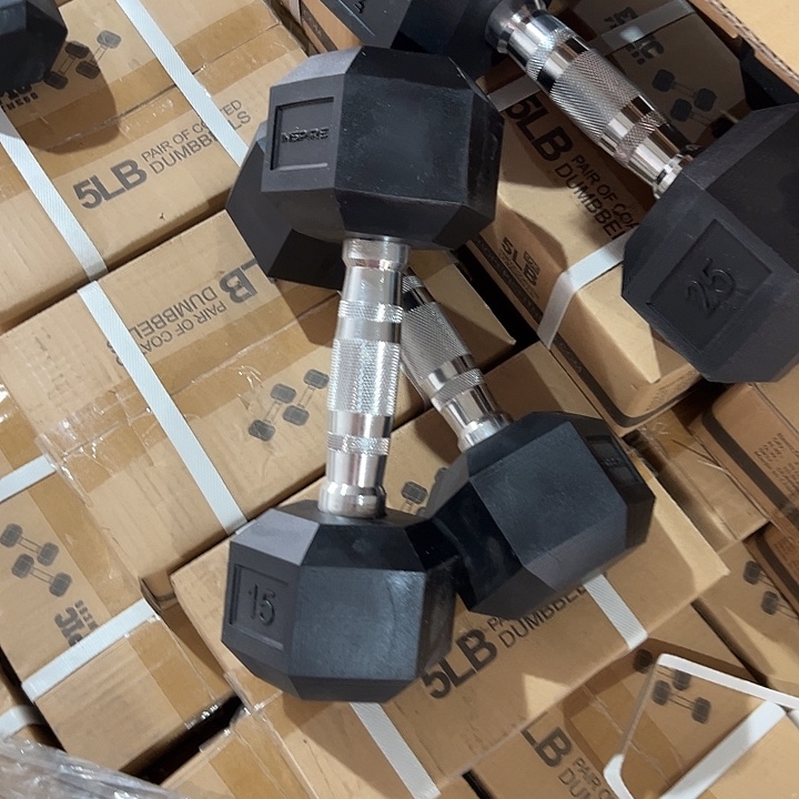 全新六角实心铁哑铃6.8公斤一对