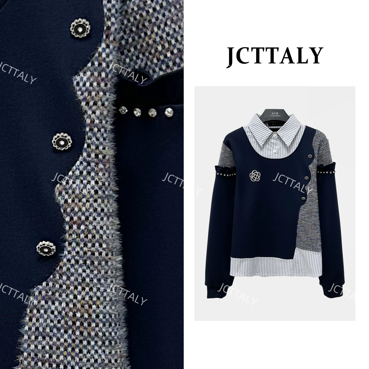 【宠粉价】设计师款刺绣轻奢蕾丝长袖秋季女装卫衣NH-Q0785