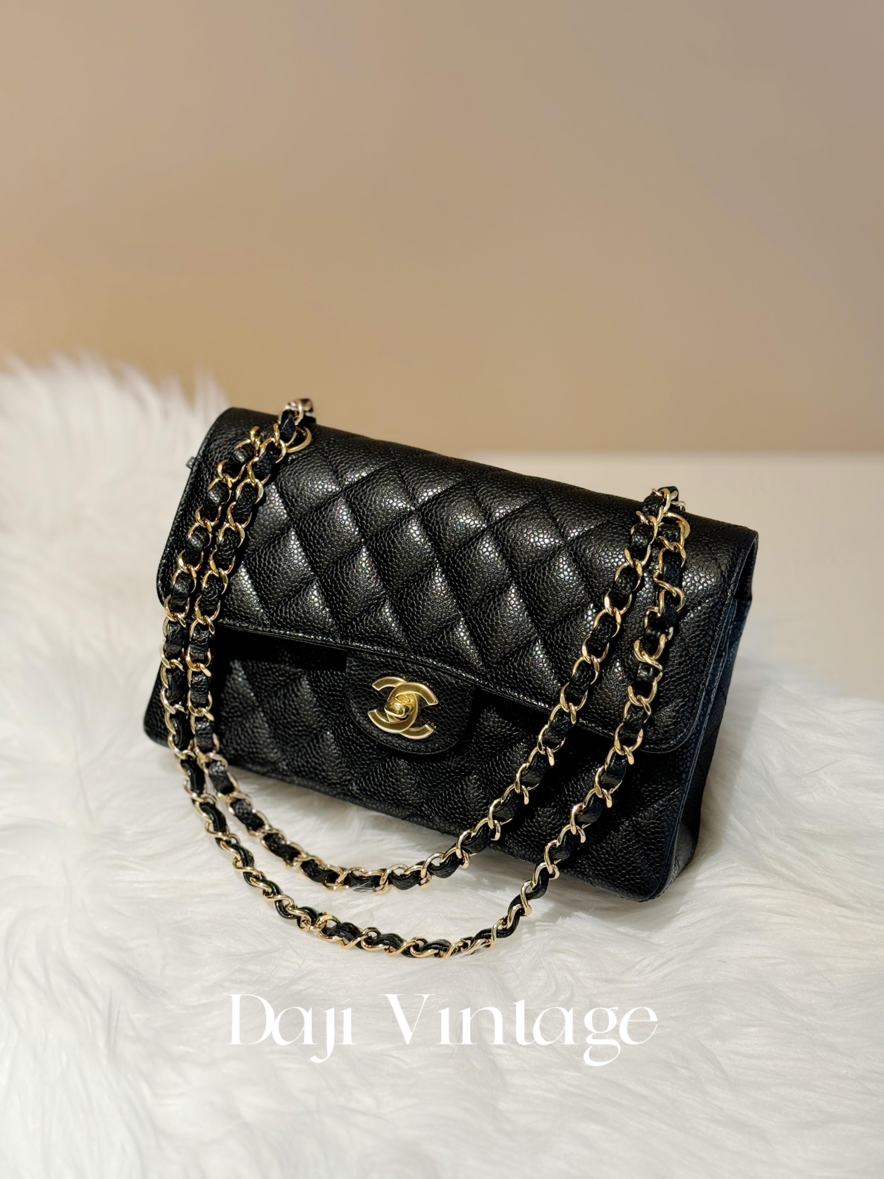 99新  大吉中古/Chanel香奈儿黑金cf小号单肩斜挎包