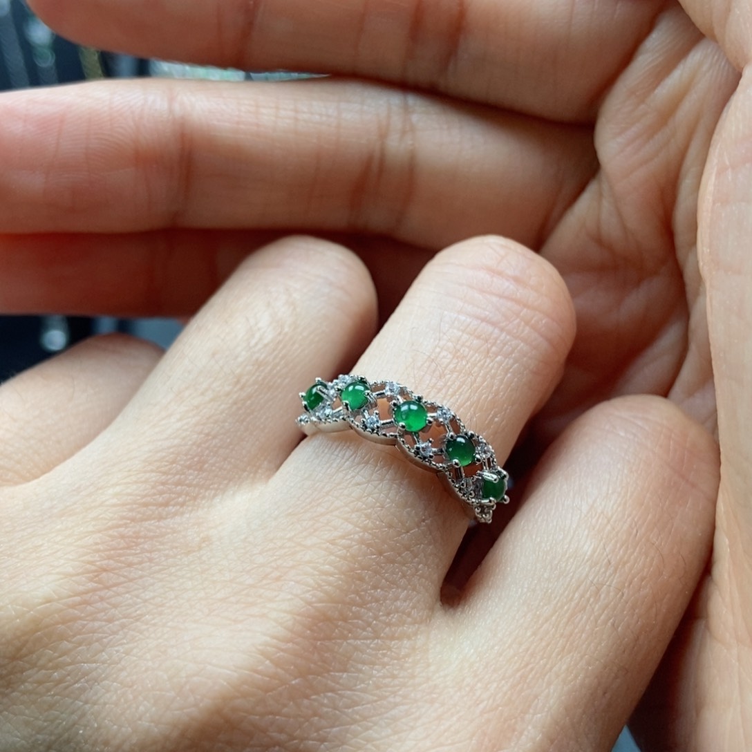 翡翠耳饰银S925镶嵌翡翠首饰