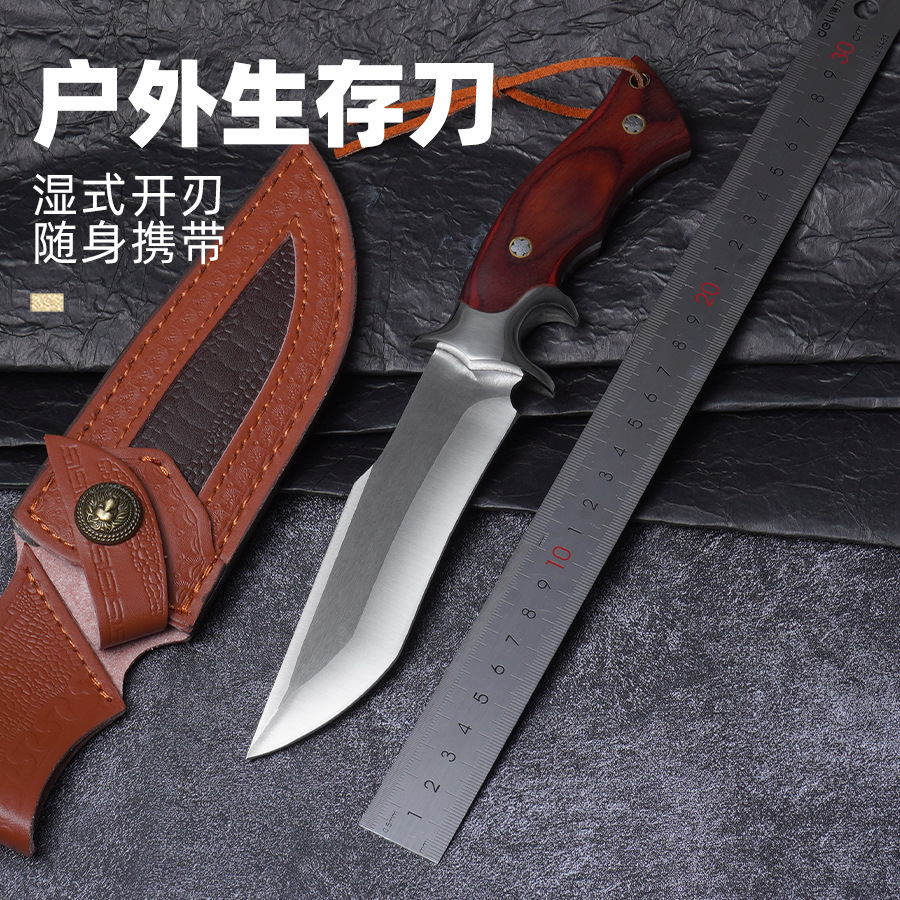 户外M390一体钢高硬度锋利直刀户外求生水果刀便携防身露营刀耐用