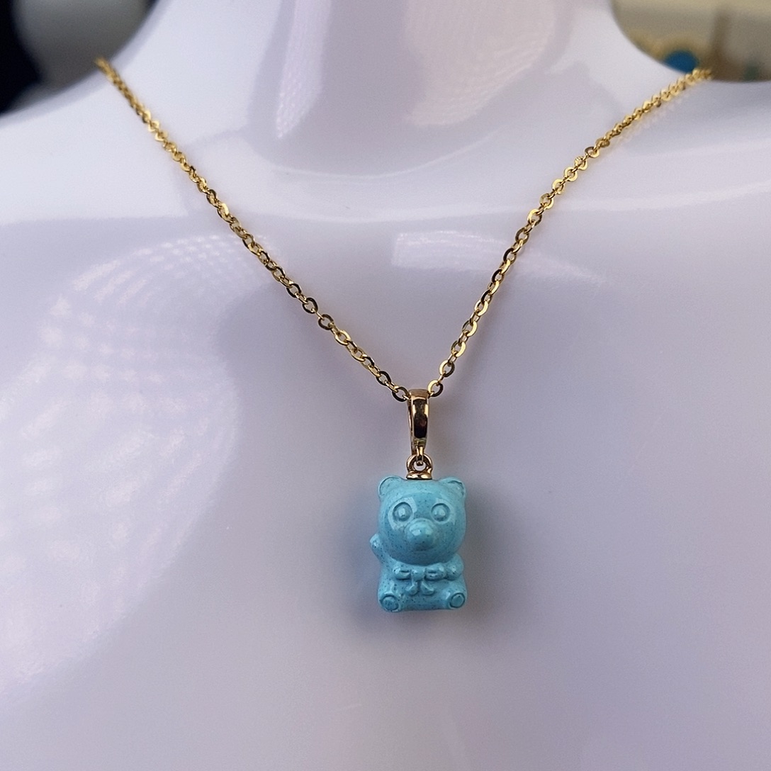 绿松石颈饰18K金镶嵌