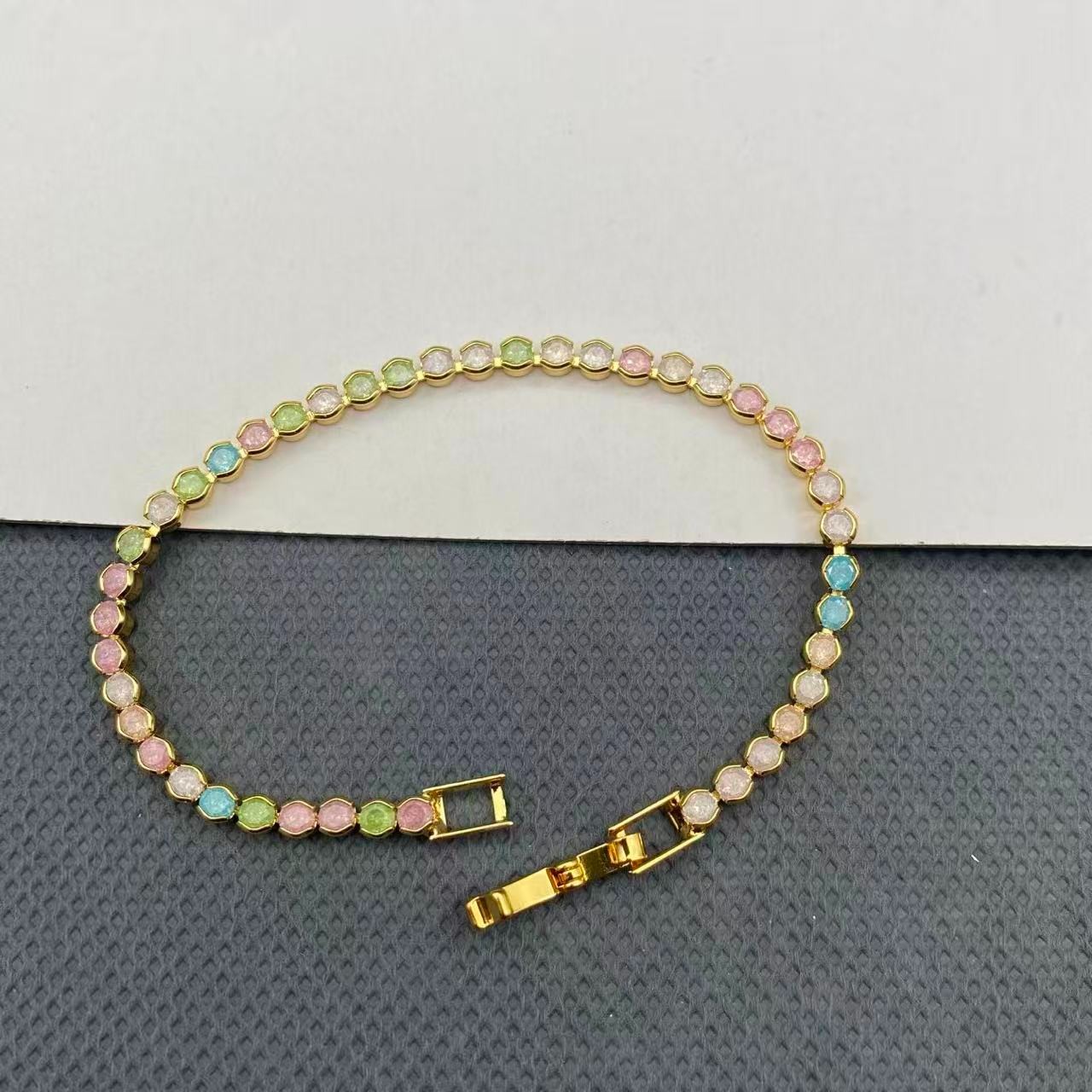 铜合金手链 【CH】混彩手链轻奢金色饰品