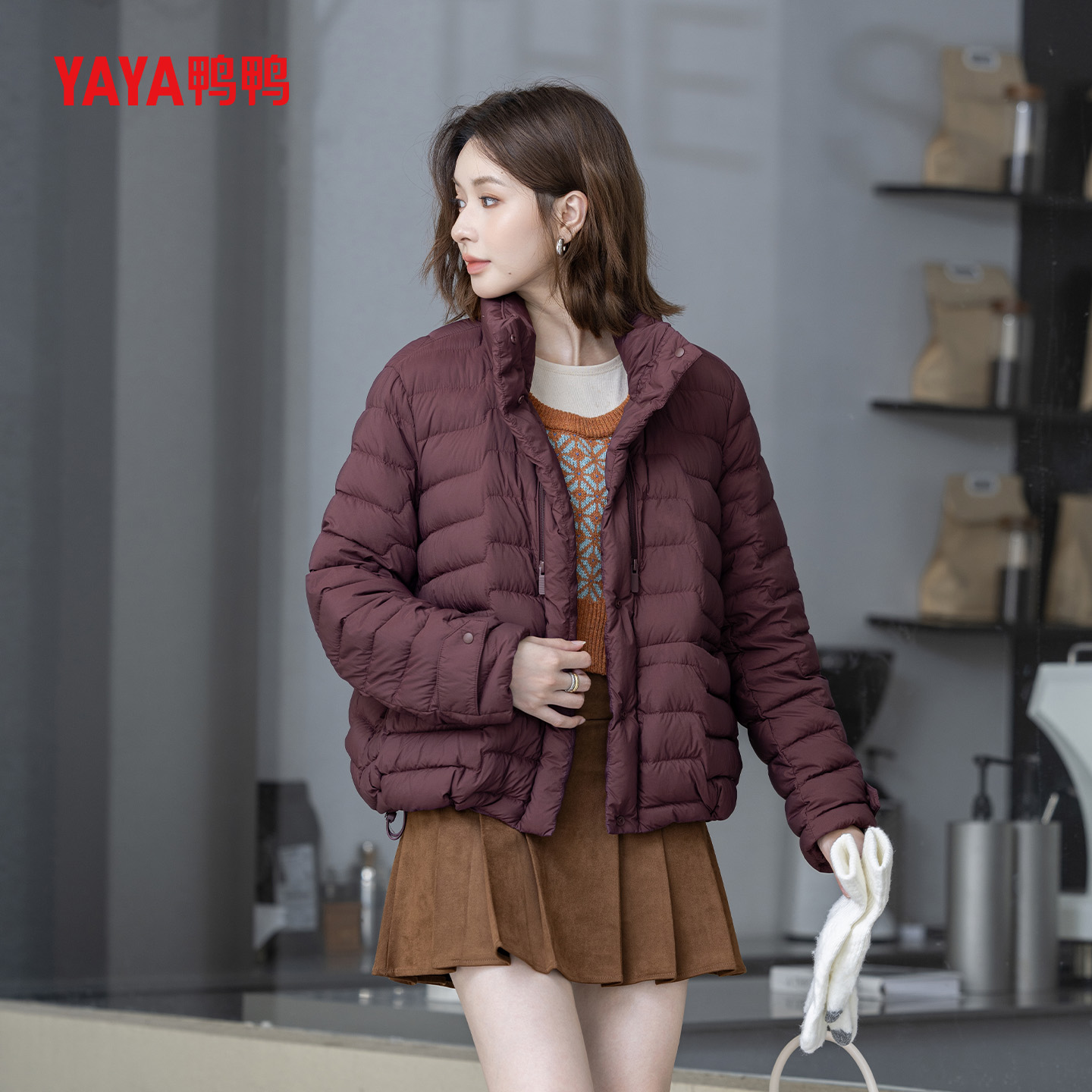 YAYA鸭鸭官方羽绒服女2025冬季新款短款宽松百搭90绒小个子外套