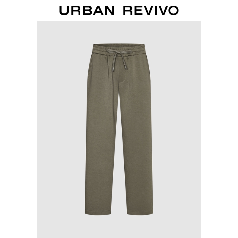 UR2025冬季新款男装气质简约松紧腰抽绳直筒裤UMM650080