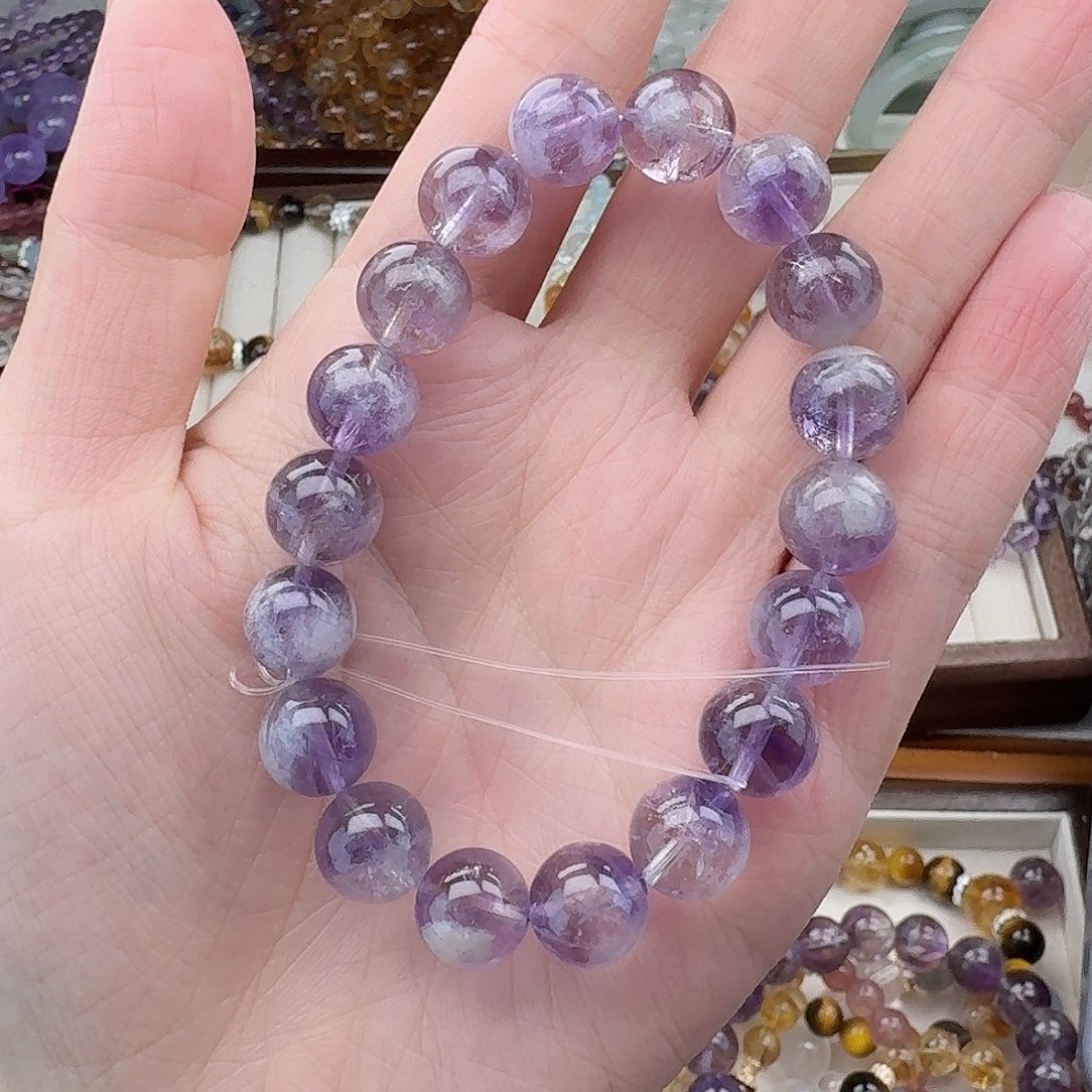 烟晶手链银S925镶嵌好