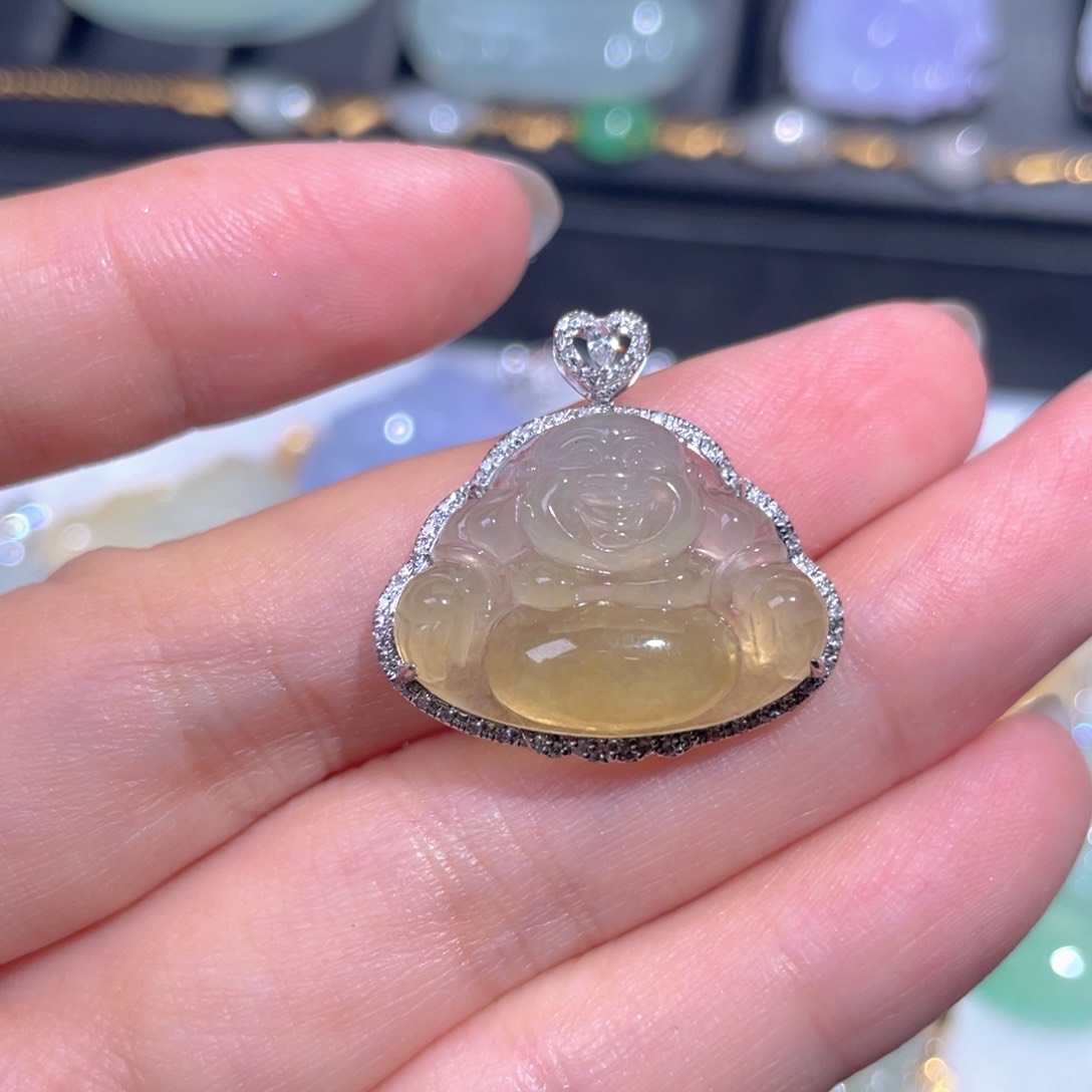 颈饰18K金镶嵌翡翠翡翠