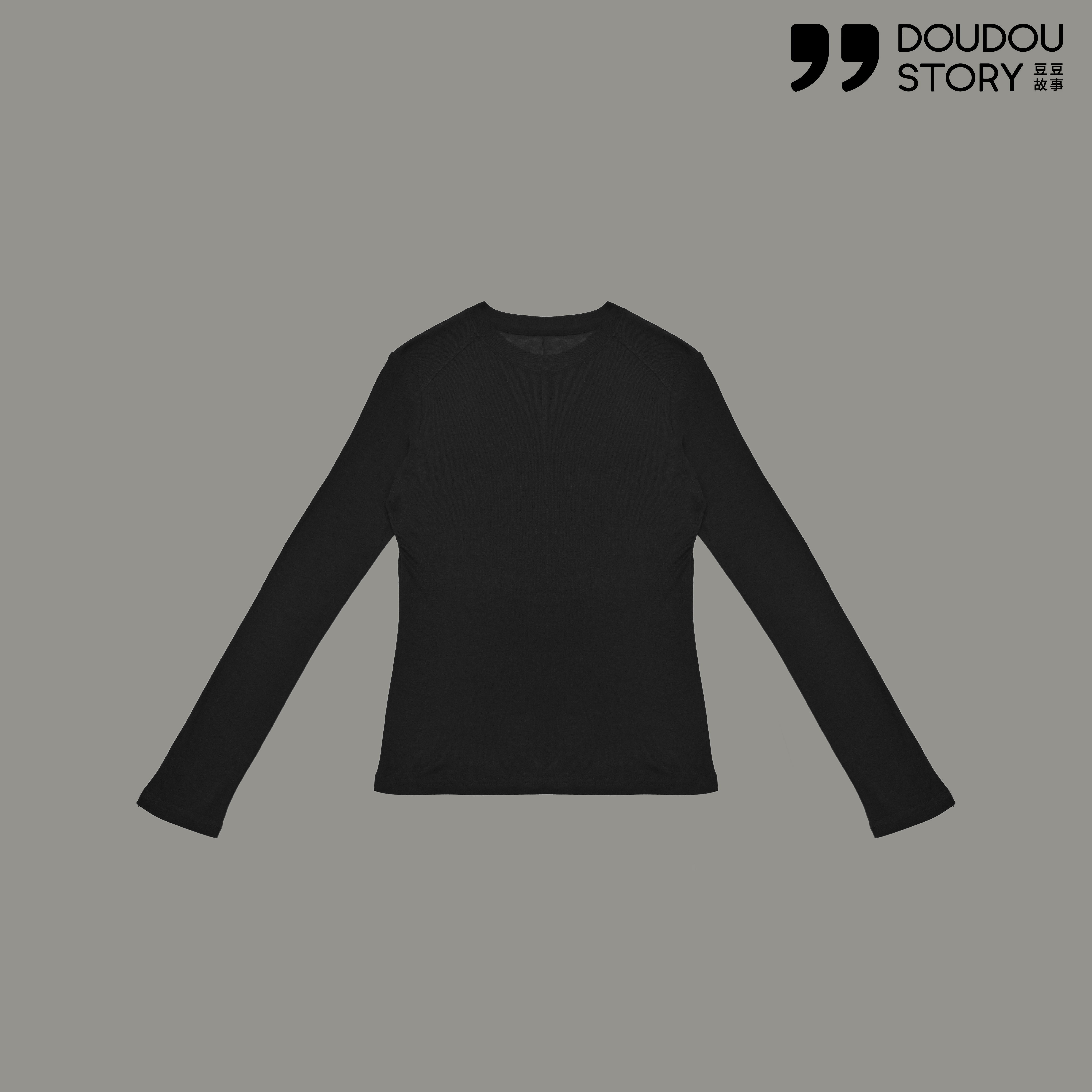 HALUNGLE/海伦格丽 DD789  时尚休闲圆领后饰扣中缝线长袖上衣Tdy