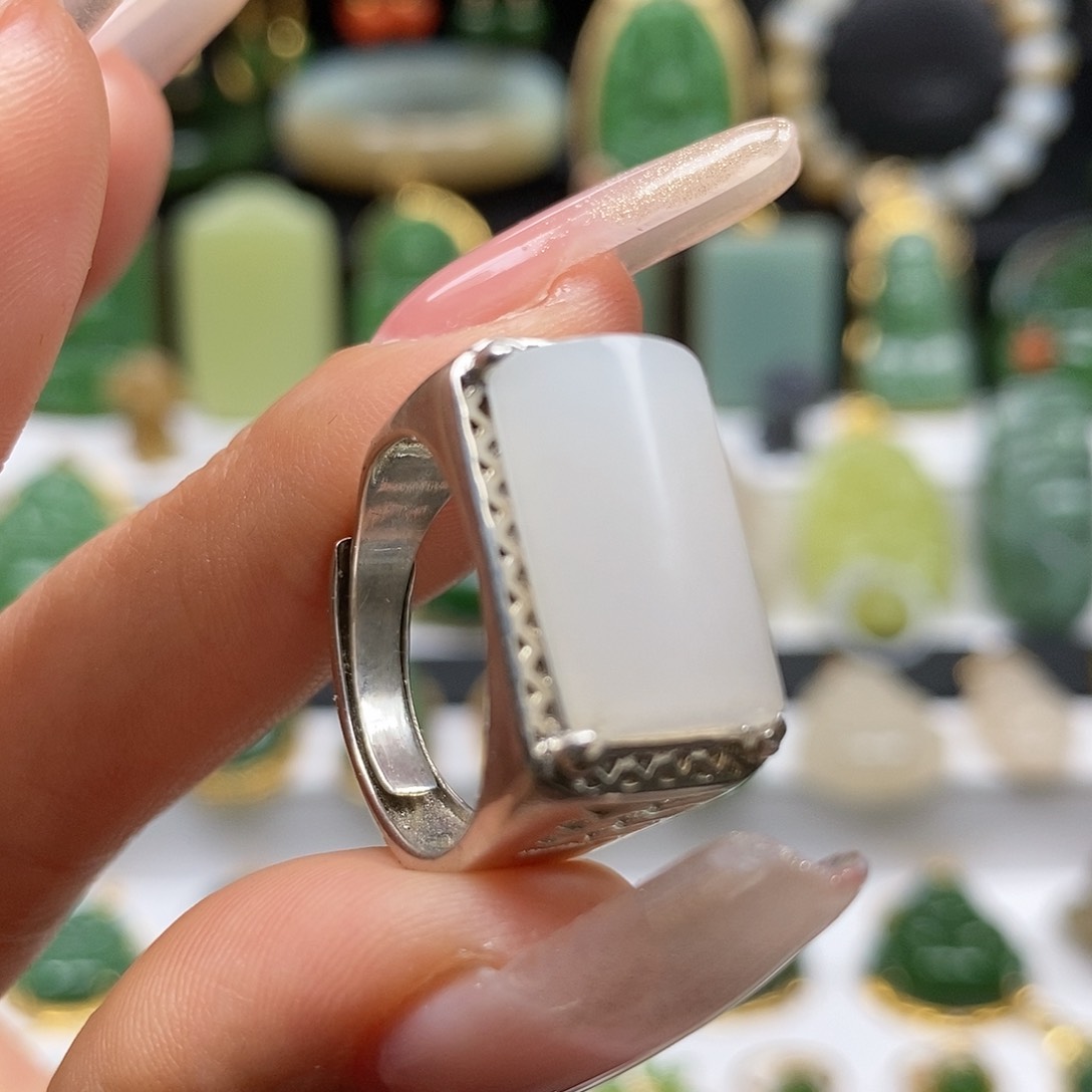 和田玉颈饰银S925镶嵌