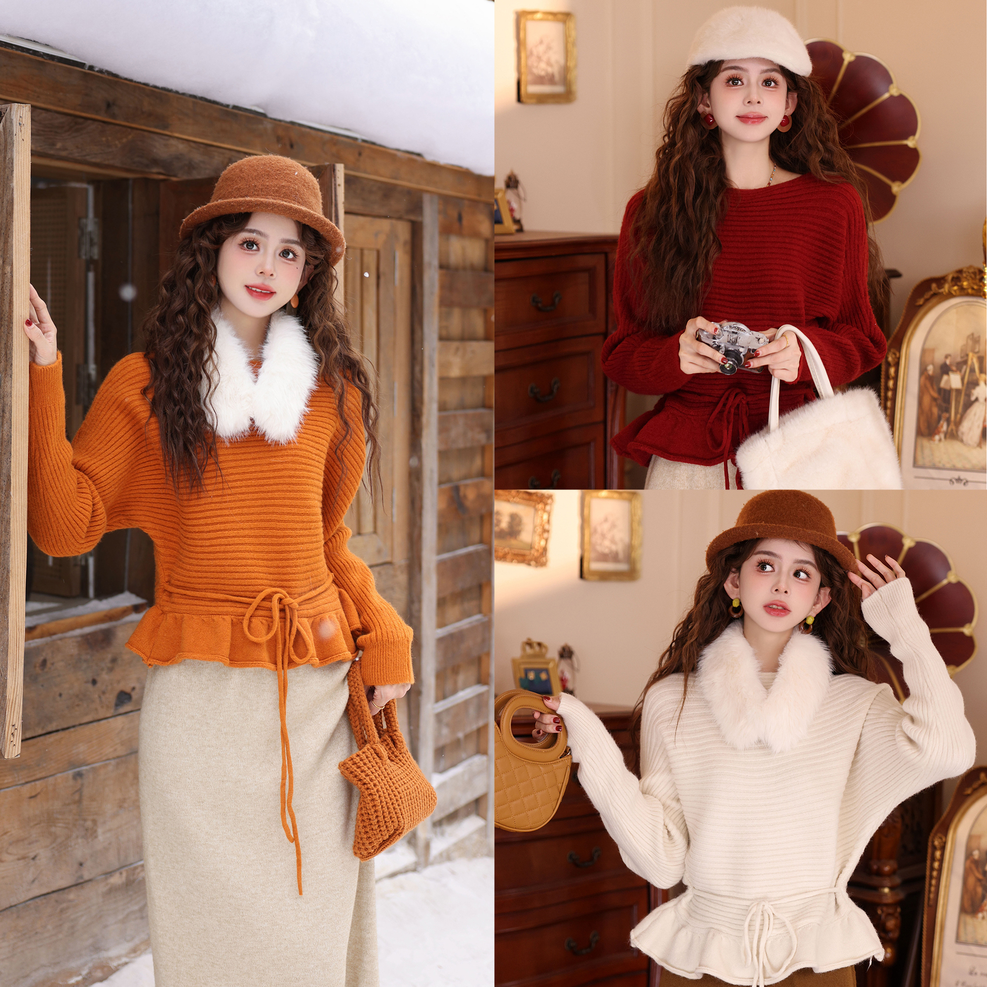 陈大器【朱砂点雪】港风复古秋冬加厚针织宽松百搭毛衣JM2477758