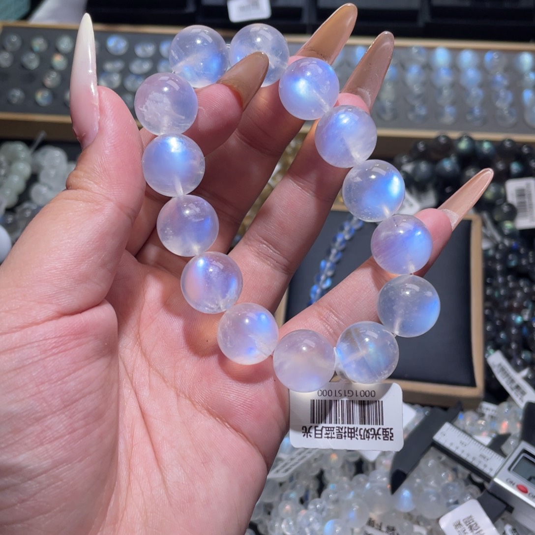 手链长石未镶嵌蓝月光手链15mm