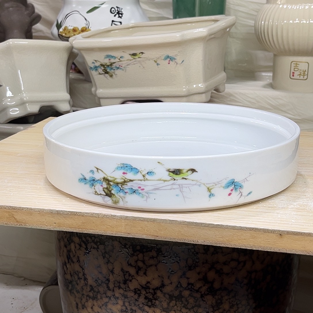 陶瓷绿植多肉微瑕花盆口径21*4.5无孔